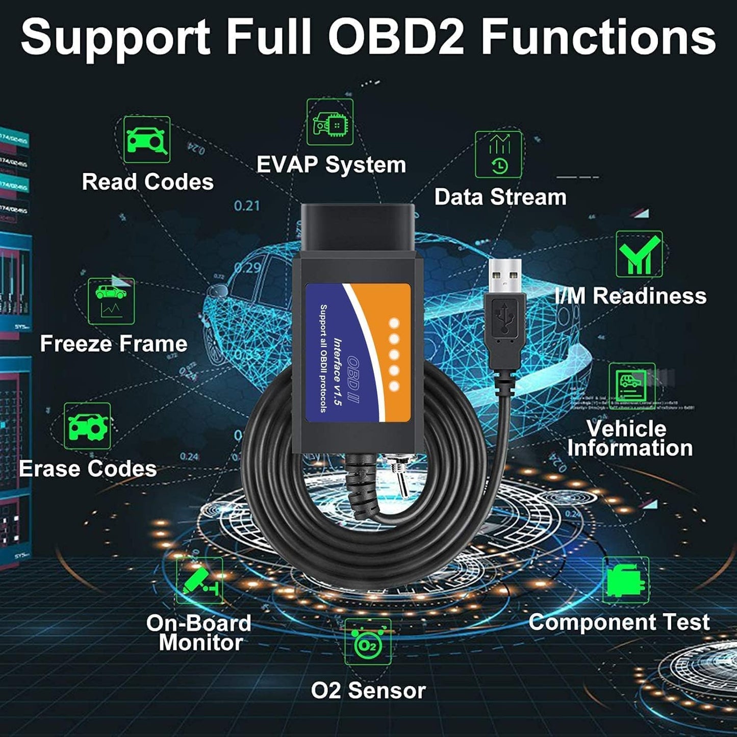 ELM27 FORScan OBD2 USB Adapter for Windows